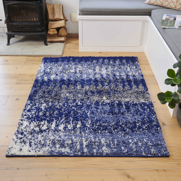 17 Stories Thick Fluffy Shaggy Navy Rug Wayfair.co.uk